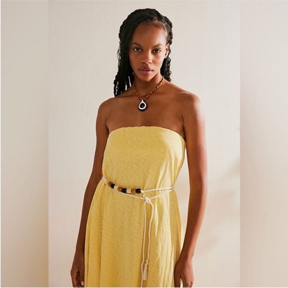 Free People NWT Peyton Maxi Tube Dress Yellow Strapless size S - Picture 2 of 5